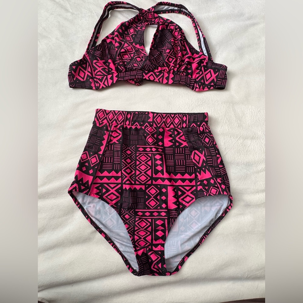 TWO PIECE HIGH WAIST BATHING SUIT